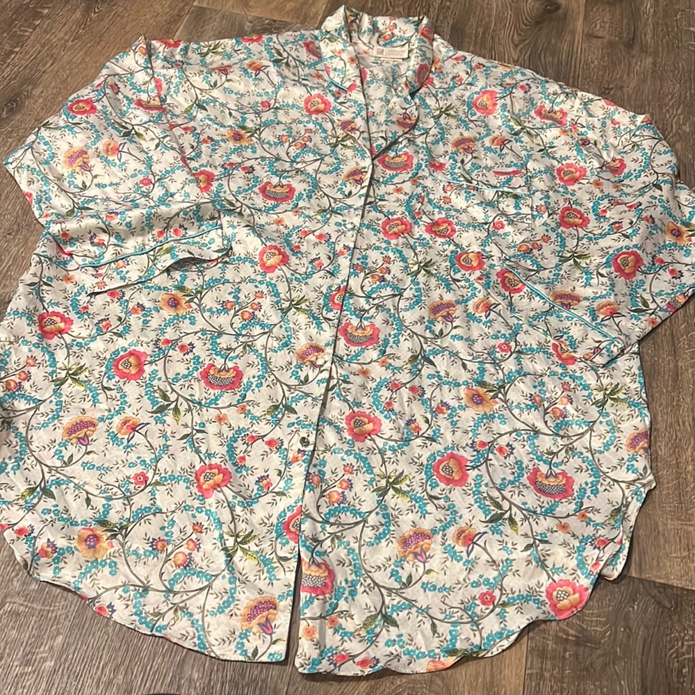 Vintage California Dynasty Womans Plus Sz 2X/3X Button Down Satin Nightgown